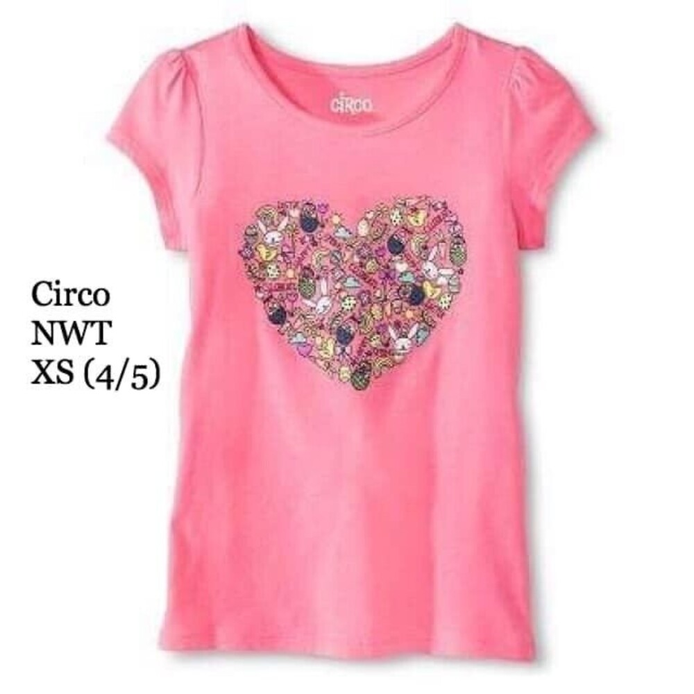 Circo Girls Easter Short Sleeve T-Shirt Size‎ XS 4/5 Pink Springtime Bunny Heart